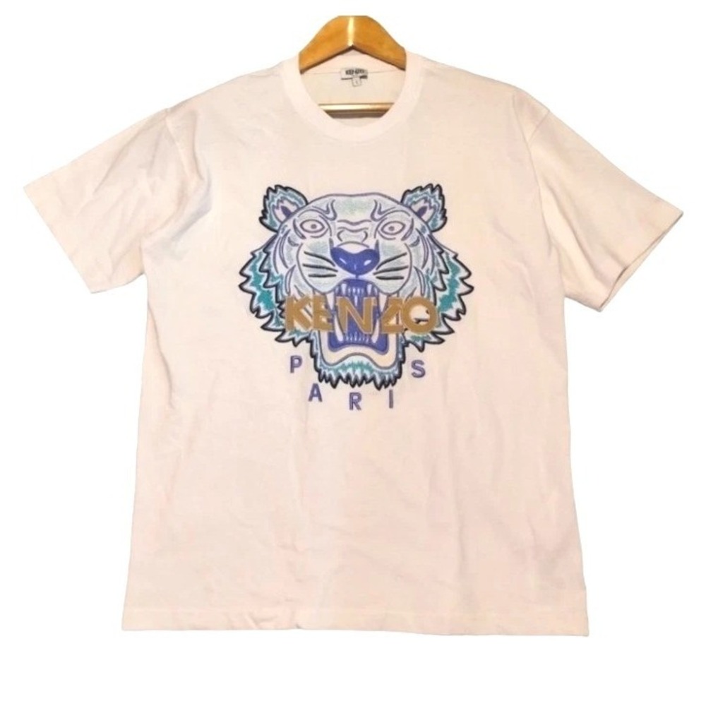 Kenzo Men's L Embroidered Tiger Logo‎ Print Short Sleeve Crew Neck T-shirt